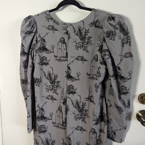 La Femme Noir Sleepy Hallow Gothic Tales Toile Long Sleeve Wiggle Dress 3XL NWT - Picture 2 of 12